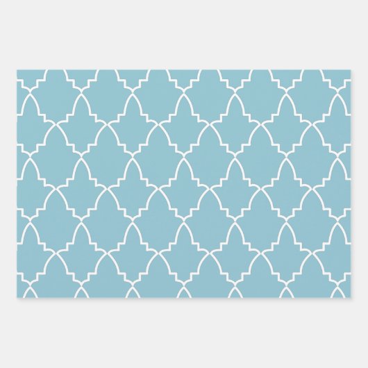 Lichtblau-marokkanisches Gittermuster Geschenkpapier Set (Vorderseite)