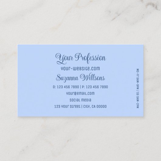 Lichtblau mit herrlichem Herz und Monogramm Niedli Visitenkarte (Rückseite)