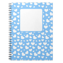 LICHTBLAU MIT WEISSEN VALENTINEN LIEBE HERZEN NOTIZBLOCK
