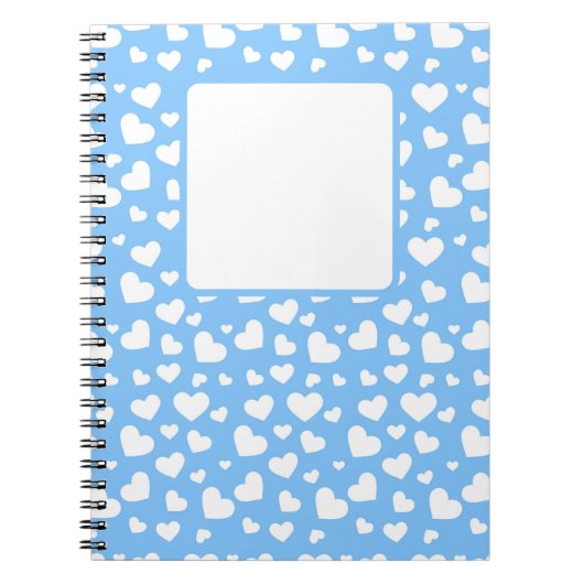 LICHTBLAU MIT WEISSEN VALENTINEN LIEBE HERZEN NOTIZBLOCK (Vorderseite)
