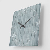 Lichtblau Rustikale schöne Holzstruktur Quadratische Wanduhr (Winkel)
