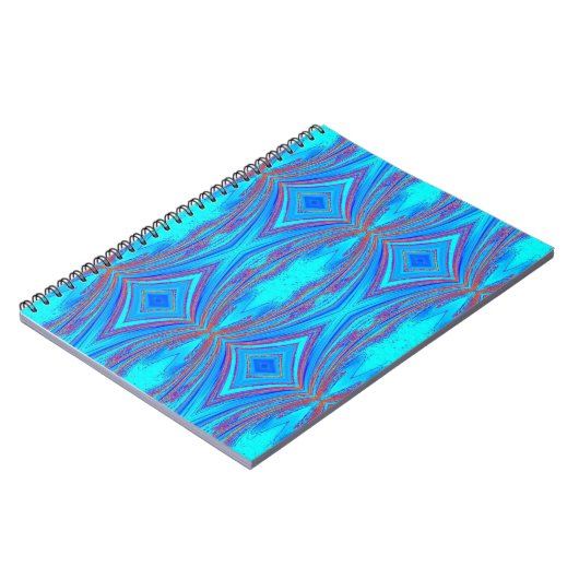 Lichtblau Türkis Diamanten Muster Notizblock (Linke Seite)