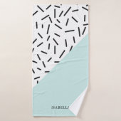 Lichtblau und geometrisches Muster Personalisiert Badehandtuch (Badehandtuch)