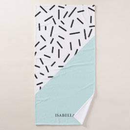 Lichtblau und geometrisches Muster Personalisiert Badehandtuch