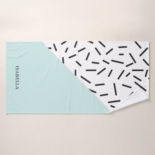 Lichtblau und geometrisches Muster Personalisiert Badehandtuch (Badehandtuch)