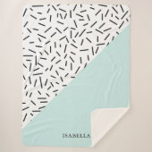 Lichtblau und geometrisches Muster Personalisiert Sherpadecke (Vorderseite)