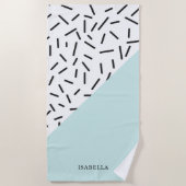 Lichtblau und geometrisches Muster Personalisiert Strandtuch (Vorderseite)