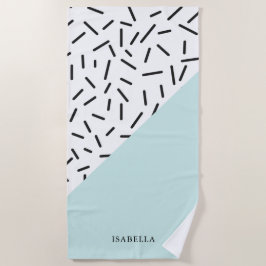 Lichtblau und geometrisches Muster Personalisiert Strandtuch
