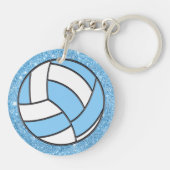Lichtblau und grau, Personalisierte Volleyballgesc Schlüsselanhänger (Rückseite)