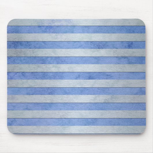 Lichtblau und grau Wasserfarben Streifen Muster Mousepad (Vorne)
