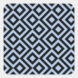 Lichtblau und schwarz quadratischer aufkleber