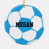 Lichtblau und weiß Fußball - Ball*Custom Keramikornament (Hinten)