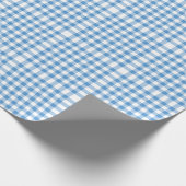 Lichtblau und weiß Gingham Muster Geschenkpapier (Ecke)