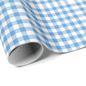 Lichtblau und weiß Gingham Muster Geschenkpapier (Rolleneckpunkt)