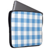 Lichtblau und weiß Gingham Muster Laptopschutzhülle (Vorne Rechts)
