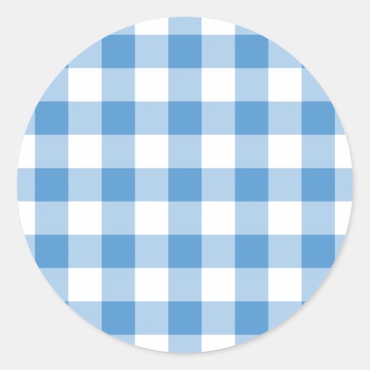 Lichtblau und weiß Gingham Muster Runder Aufkleber (Vorderseite)