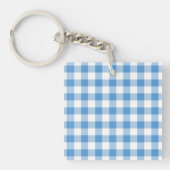 Lichtblau und weiß Gingham Muster Schlüsselanhänger (Vorderseite)