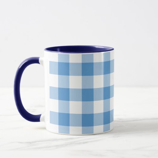 Lichtblau und weiß Gingham Muster Tasse (Links)