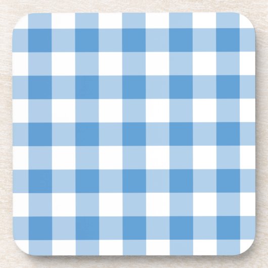 Lichtblau und weiß Gingham Muster Untersetzer (Vorderseite)