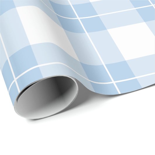 Lichtblau und weiß Kariertes Muster Geschenkpapier (Rolleneckpunkt)