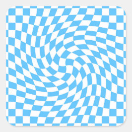 Lichtblau und weiß kariertes Prüfbrett-Muster Quadratischer Aufkleber