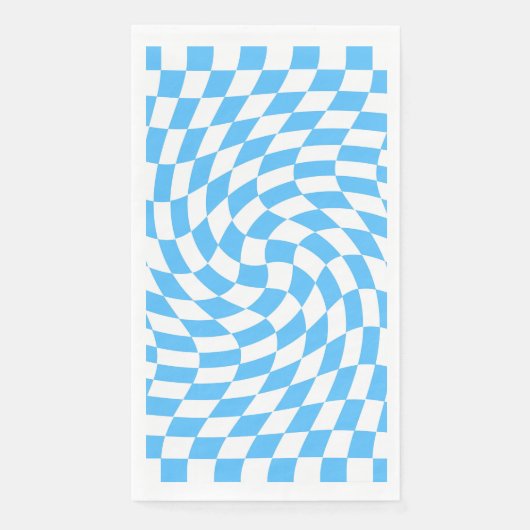 Lichtblau und weiß kariertes Prüfbrett-Muster Serviette (Vorderseite)