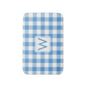 Lichtblau und weißes Gingham-Muster mit Monogramm Badematte (Vorderseite Vertikal)