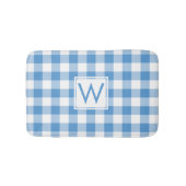 Lichtblau und weißes Gingham-Muster mit Monogramm Badematte (Vorderseite)