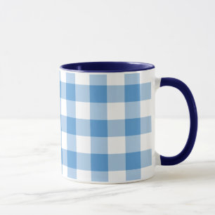Lichtblau und weißes Gingham-Muster Tasse
