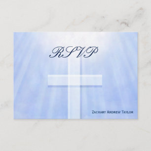 Lichtblaue Bestätigung RSVP Karte
