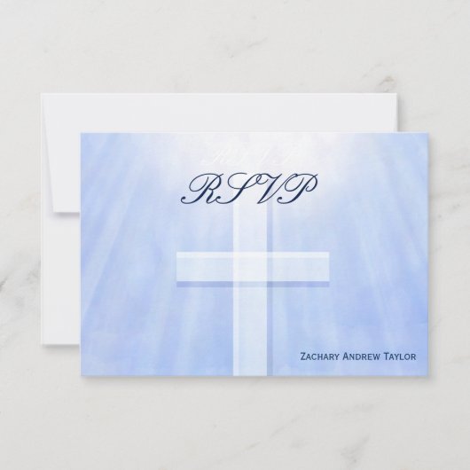 Lichtblaue Bestätigung RSVP Karte (Vorderseite)