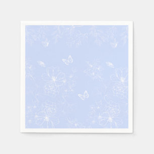 Lichtblaue Blumenmuster, floral, Minimalistisch Serviette