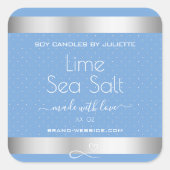 Lichtblaue Coole Silbereffekte Limone Meersalz-Eti Quadratischer Aufkleber (Vorderseite)