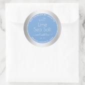 Lichtblaue Coole Silbereffekte Limone Meersalz-Eti Runder Aufkleber (Tasche)