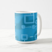 Lichtblaue geometrische Quadrate Kaffeetasse (VorderseiteRechts)