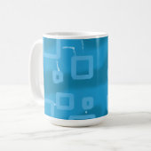 Lichtblaue geometrische Quadrate Kaffeetasse (Vorderseite Links)
