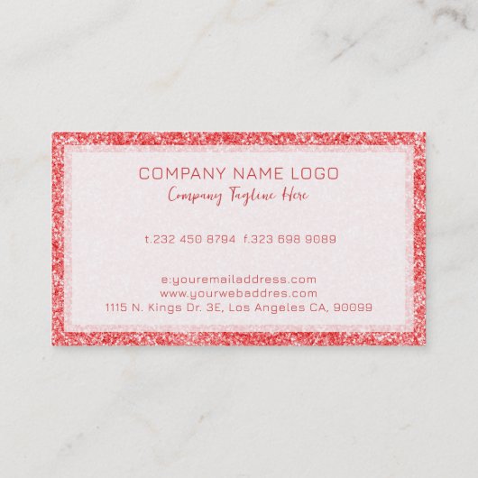 Lichtblaue Glitzer-Textur mit Glitzern Visitenkarte (Rückseite)