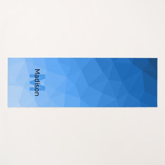 Lichtblaue Gradientengeometrie-Meschen Monogram Yogamatte (Vorderseite (Horizontal))