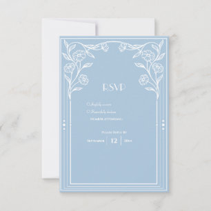 Lichtblaue Romantik und Vintage Eleganz RSVP Karte