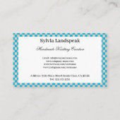 Lichtblaue und beige Karos Muster & Knittern Visitenkarte (Rückseite)