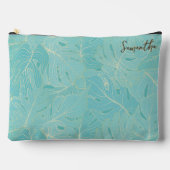 Lichtblaue und goldfarbene Abstrakte Palm-Blätter  Zubehörtasche (Vorderseite)