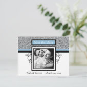 Lichtblaue und schwarz Save the Date Fotokarten (Stehend Vorderseite)