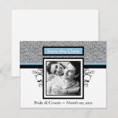 Lichtblaue und schwarz Save the Date Fotokarten (Vorne/Hinten)