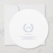 Lichtblauer Blumenkalender Save the Date Kreis Einladung (Rückseite)