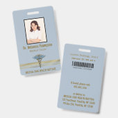 Lichtblauer Caduceus Gold Foil Streifen ID Ausweis (Vorder- & Rückseite)