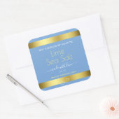 Lichtblauer Cooler Goldeffekt Limone Meersalz-Etik Quadratischer Aufkleber (Umschlag)