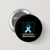 Lichtblauer Kohlenwasserstoff-Hydrocephalus-Bewuss Button (Vorne & Hinten)