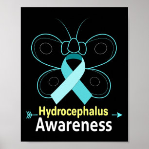 Lichtblauer Kohlenwasserstoff-Hydrocephalus-Bewuss Poster