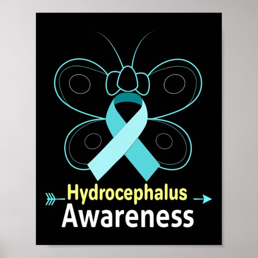 Lichtblauer Kohlenwasserstoff-Hydrocephalus-Bewuss Poster (Vorne)