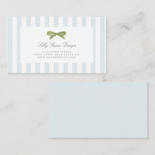 Lichtblauer Streifen mit Bow Delicate Business Car Visitenkarte (Vorne/Hinten)